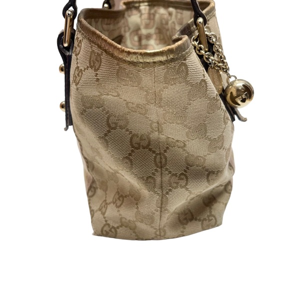 Gucci Handbag Tote Purse Sherry GG Canvas Beige Gold - Picture 4 of 12